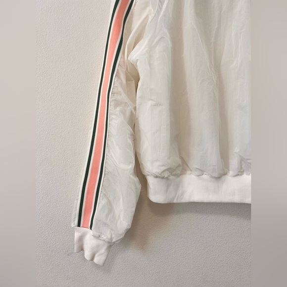 Revolve Tennis Club Athleisure White Zip Up Jacket Pink Green Stripe Size XL - Picture 12 of 16
